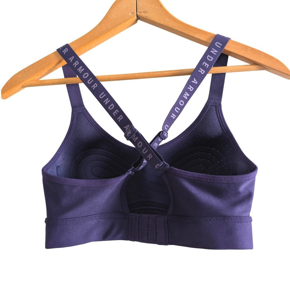 Under Armour Womens Sports Bra XS Purple Fitted Heatgear NWOT - Picture 2 of 4